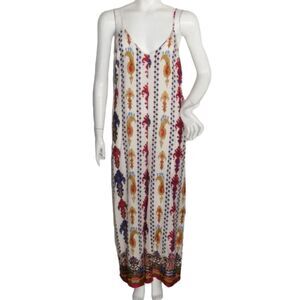 new VICOLO Jumpsuit, M, Cropped Wide leg, White, Paisley, Spaghetti strap